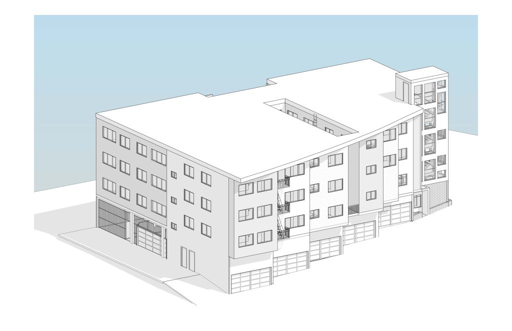 Sketch of Market Street Apartment building ADUs in San Francisco