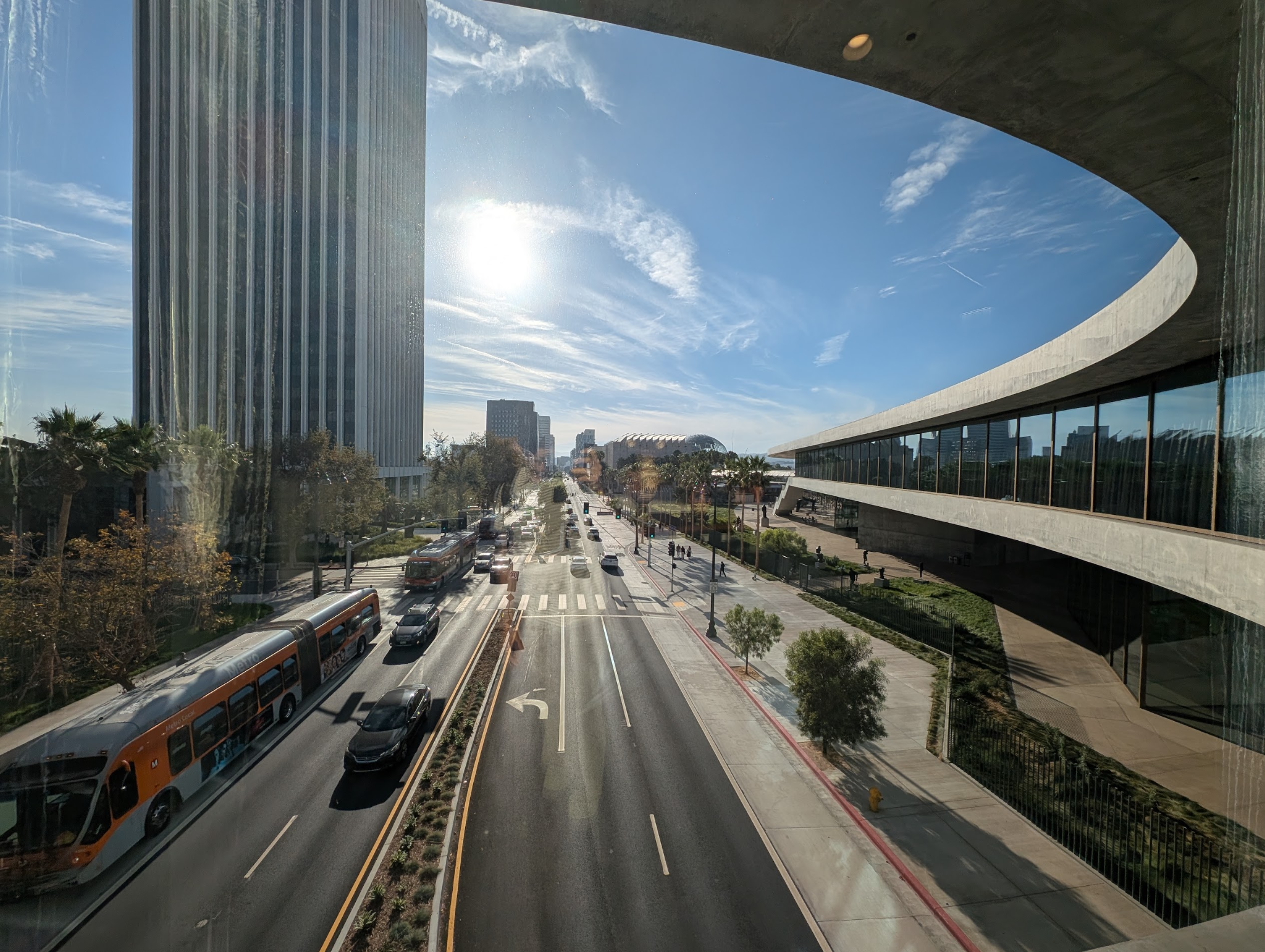 Wilshire Boulevard from the new David Geffen Galleries at LACMA designed by Peter Zumthor, photo by the Author Mark Hogan
